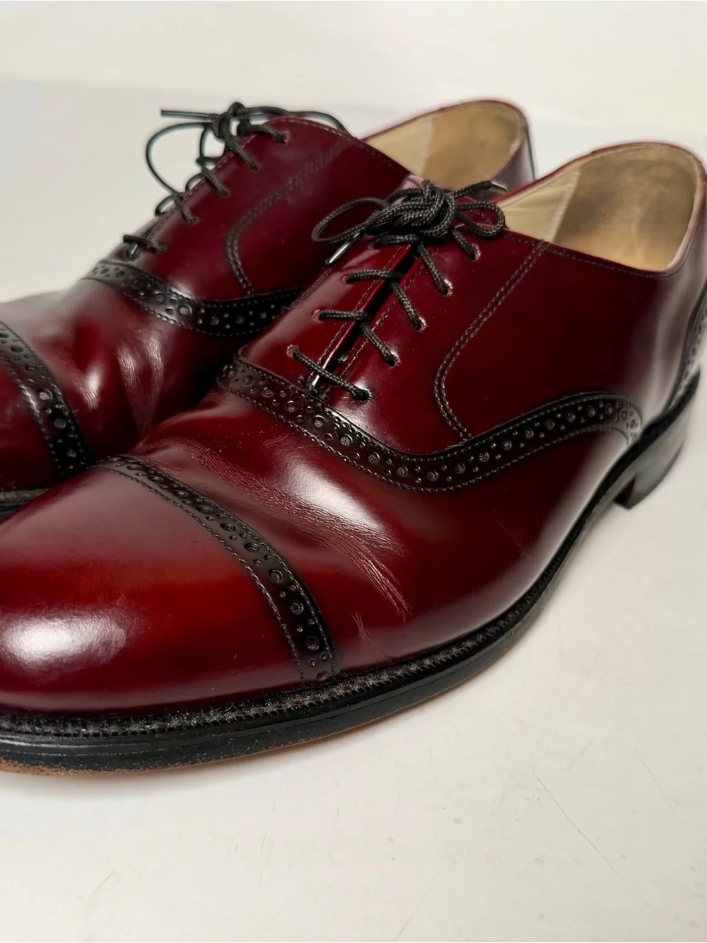 USA Bostonian Classics Burgundy Leather Cap Toe Oxford Dress Shoes, Size 10 D